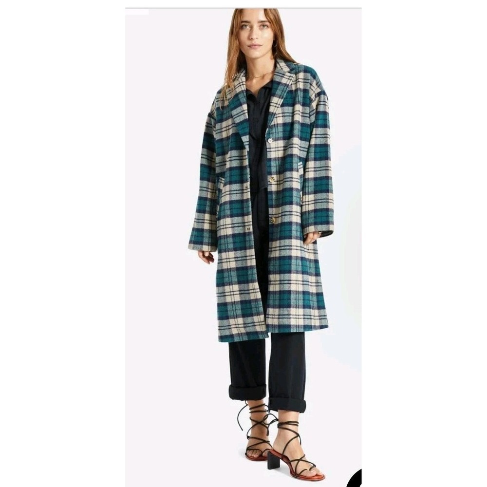 Brixton Ceiley Wool Women's Plaid‎ Car Emerald Medium Coat
